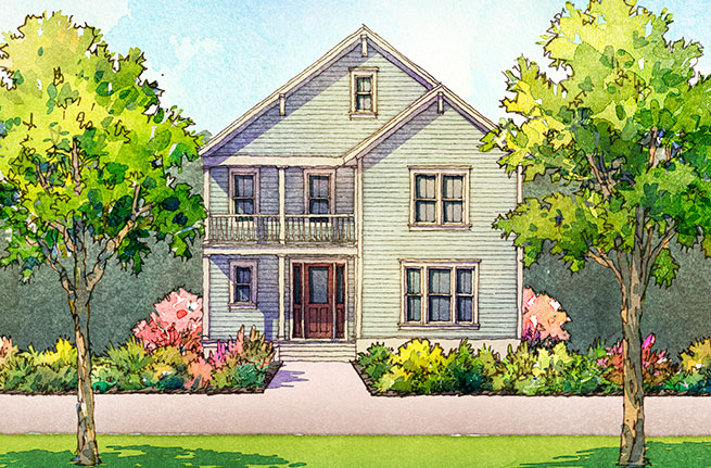 Carolina Cherry Plan a Sabal Homes House Drawing near Charleston, SC